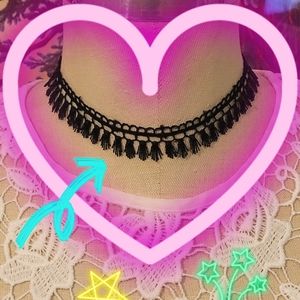 🎊 3/$20! Black Lace Choker Necklace with Tassel Detail 🎊